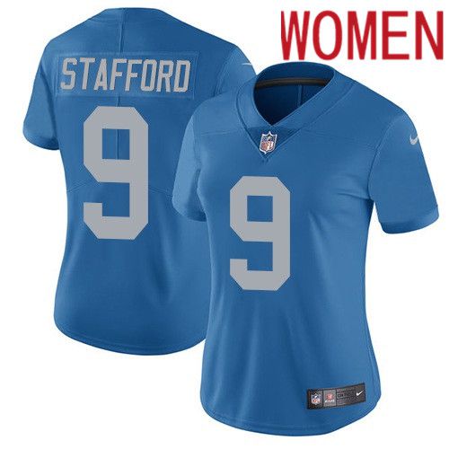 Women Detroit Lions #9 Matthew Stafford Nike Blue Alternate Vapor Limited NFL Jersey